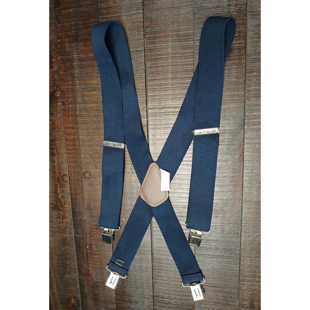 Carhartt Suspenders Men Utility 2" Heavy-Duty Silver‎  Clips Navy Blue 52" #1326